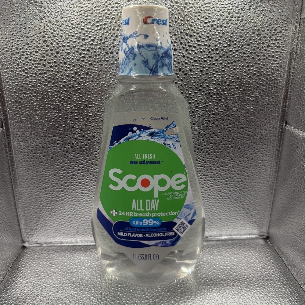 Crest Scope All Fresh All Day Alcohol Free Mouthwash 24hr Breath Protection Mint
